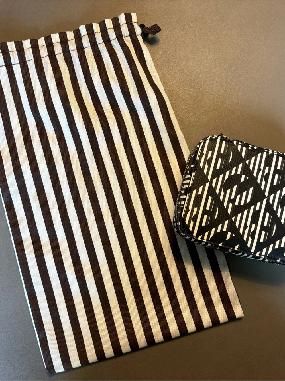 henri bendel Black and White Graphic Zip Cosmetic Pouch